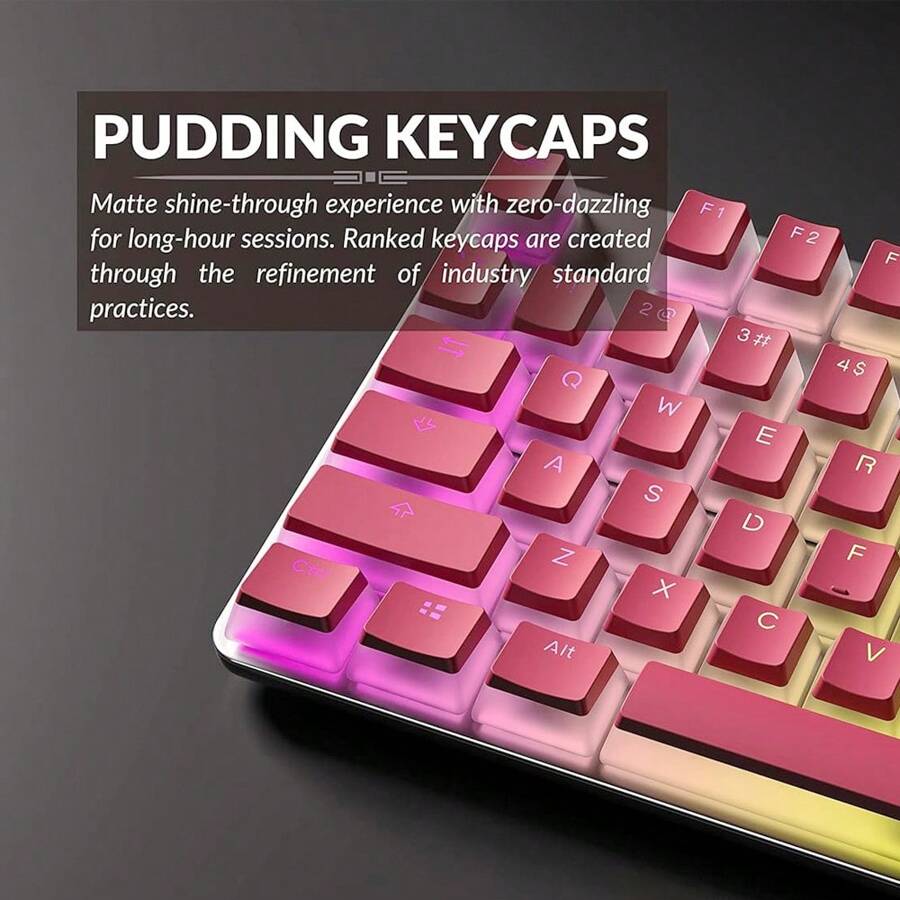 游戏机械键盘键帽布丁键帽 PBT 半透明 OEM 配置文件键组适用于 61 87 104 108 MX 开关机械键盘