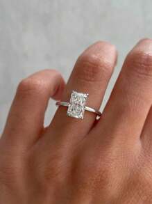 1 PC Delicate 925 Silver Four Claws Unique Shaped Elegant Diamond Ring Solitaire Engagement Ring Ladies Jewelry Gift Engagement Gift Party Gift