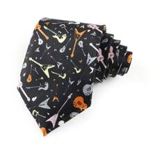 ZONFAZ 1pc Men Musical Note, Music Sheet, Piano Keys, Playing Card Pattern Business Fashion Necktie, 8cm Width Satin Texture, Suitable For Music Performance, Ceremony, Wedding, Party Matching