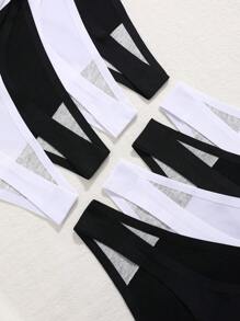 8pcs/Set Solid Color Seamless Thin-Edge Low-Rise Thong Panties, Comfortable & Sexy For Women - 彩色 - 查看 11