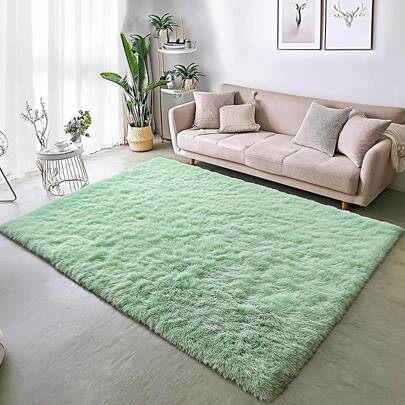 Alfombra De Pelo Largo Y Esponjosa, Alfombra Antideslizante Verde para Sala De Estar, Dormitorio, Habitación De Los Niños, Alfombra Moderna para Sala De Estar, Alfombra para Cama, Verde Menta, Alfombra De Pelo Largo Y Peludo
