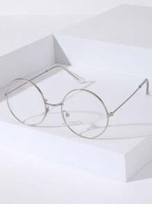 1 pieza/3 piezas Marcos de gafas de mujer con círculo metálico, lindo pompón y transparente, para decoración interior/exterior y sesión de fotos