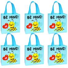 6pcs Reusable Valentine's Day Gift Bags, Non-Woven Heart-Shaped Handbag For Party, Class, Birthday, School Gift Packaging Valentine's Day