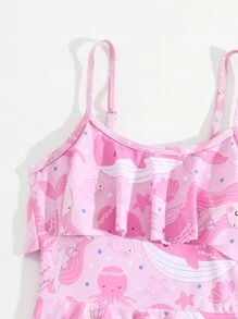 1 pezzo Costume da bagno intero con graziosa fantasia da sirena per ragazze pre-adolescenti