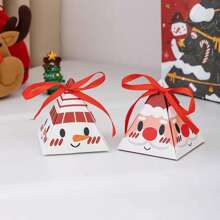 12pcs/Set Christmas Gift Boxes, Triangle Santa Claus Face Candy Gift Boxes Christmas Decorations Christmas Decor Christmas Gifts Christmas Party Supplies Christmas Gift Bags Christmas Bags Christmas Stickers - Multicolor - View 6