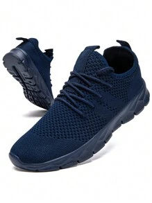 أحذية رياضية مريحة للرجال، أحذية جري على الطرقات عصرية، أحذية رياضية منفذة للهواء، أحذية للمشي في الأماكن المفتوحة مقاومة للانزلاق، أحذية كاجوال باللون الداكن/الأزرق