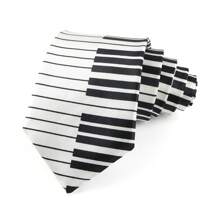 ZONFAZ 1pc Men Musical Note, Music Sheet, Piano Keys, Playing Card Pattern Business Fashion Necktie, 8cm Width Satin Texture, Suitable For Music Performance, Ceremony, Wedding, Party Matching