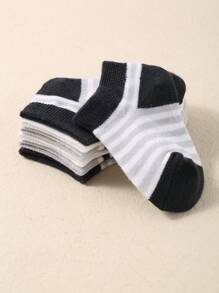 20/10/6 双装婴儿及幼儿袜子，休闲运动袜，男女童均适用，图案包括星星、条纹、人脸、蝴蝶结设计，柔软舒适，适合 0-3 岁儿童。 - 彩色 - 查看 3