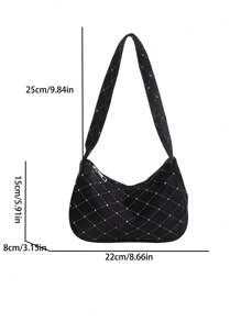 Túi xách đeo vai bằng da lộn sequin thường ngày & công sở thu đông mới, thiết kế đơn giản thời trang - màu đen - Xem 11