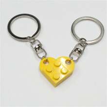 2pcs/Set Minimalist Building Block Heart Shape Separable Keychain, Couple/Friends Gift Valentine's Day Valentines Car Accessories Bag Charm School Cute Goth Y2k