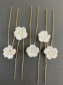 Nouvelle barrette à cheveux en céramique blanche à fleurs, accessoire de coiffure de style pastoral pour mariée et mariage