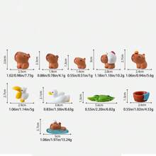 10 件/套迷你可爱河马公仔，树脂动物办公桌装饰玩具，办公室景观装饰惊喜收藏套装 - 彩色 - 查看 2