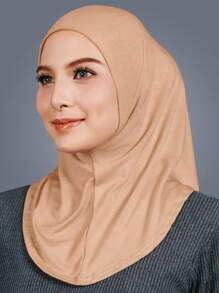 1 pieza Hijab de unicolor de moda para mujer, elegante y cómoda envoltura de cabeza de lino con cristales para protección solar diaria al aire libre