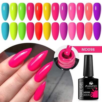 8ml Gel Nail Polish Bright Blue Green Purple Red Yellow Orange Soak Off UV LED Nail Polish, Home DIY Manicure Nail Art Salon For Women Nails