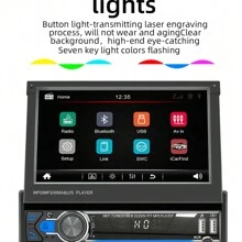 7" Car Stereo MP5 Player Radio Single 1 DIN USB Flip Out Touch Screen Bluetooth USB AUX SWC Type C Camera Head Unit