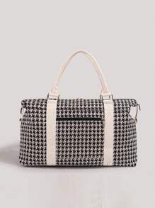Checkered Handheld Travel Bag Large Capacity Gym Bag Lightweight Short Distance Business Storage Bag Handbag Handbags Hand Bag Weekend Bag Luggage Bag For Travel Business Vacation Holiday Outdoor Hospital Back To School Hand Bags For Men And Women Unisex Student Traveling Bag Houndstooth Plaid For Suitcase Overnight Bag Duffle Bag Duffel Bag For Luggage Carry On Bag College Bag Luggage Bags Weekender Bag Hospital Bag Winter - Beige - View 7