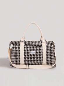 Checkered Handheld Travel Bag Large Capacity Gym Bag Lightweight Short Distance Business Storage Bag Handbag Handbags Hand Bag Weekend Bag Luggage Bag For Travel Business Vacation Holiday Outdoor Hospital Back To School Hand Bags For Men And Women Unisex Student Traveling Bag Houndstooth Plaid For Suitcase Overnight Bag Duffle Bag Duffel Bag For Luggage Carry On Bag College Bag Luggage Bags Weekender Bag Hospital Bag Winter - Beige - View 4
