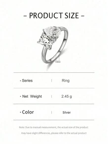 Esberry 1 pièce Bague en zircone de forme personnalisée en argent sterling 925 pour dames. Bijoux de mode, cadeau de bijoux raffinés pour les femmes, pour rendez-vous