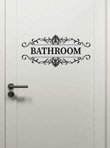 1pc Pvc Material Self-Adhesive Toilet Door Sticker For Home Decor Or Restroom Indication,Stickers,Wall Decal, Vinyl Decal For Home Decorations,Spring Decoration Items Refresh Your Home,Rama Decoration Stickers - Black - View 17