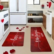 [Flannel + 1cm Thick Sponge Material] 1/2pcs Valentine's Day Themed Flannel Carpet, Soft And Comfortable Cushions, Black Heart-Shaped Strip Printed Decorative Carpet, Suitable For Living Rooms, Bedrooms, Kitchens - 17.7*29.5inch, 17.7*47.2inch
