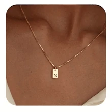 1pc Personalized Delicate Initial Letter Pendant Necklace, Customized Engraved Letter Pendant Necklace With Chain, Simple Name Necklace, Women Personalized Jewelry Gift, Bridesmaid Gift