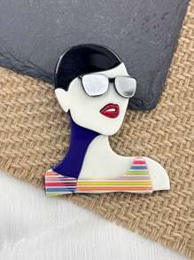 1 件时尚亚克力精致泳装、太阳镜、女孩装、包包装饰胸针 - 彩色 - 查看 1