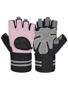 2pcs Breathable Workout Gloves For Men Women, Padded Weight Lifting Gloves With Wrist Wraps Support, Full Palm Protection, Grip For Gym Training, Fitness, Weightlifting, Exercise Fingerless