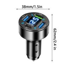3 端口车载充电器，带 PD 充电功能，快速充电适配器兼容 iPhone、Android 手机，LED 电压显示，智能电流分配，过流和过压保护 - 黑色 - 查看 3