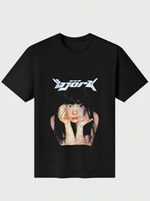 Retro Bjork Shirt, Cool Design Bjork Tour 96 Unisex T-Shirt Creed Fan Shirt Casual Digital Print 220g Pure  Heavy 100% Cotton T Shirt - màu đen - Xem 1