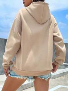 Kit 2 Kangaroo Sweatshirt Hooded Cold Weather Flannel Blouse Women's Men's Sweatshirt Blouse Kit - Bege/Bege - Xem 2