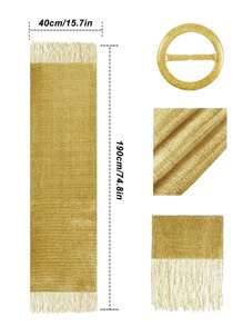 1pc Shiny Gold Thread Flat Scarf With Buckle, Perfect For Brides, Proms, Graduation Parties As Shawl Or Wrap Party