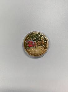 1 件圣诞纪念币套装 - 节日礼物装饰品、节日纪念品、圣诞袜礼物 - 带有圣诞老人雪橇设计的幸运挑战币，适合所有年龄段，圣诞礼物 - 彩色 - 查看 9