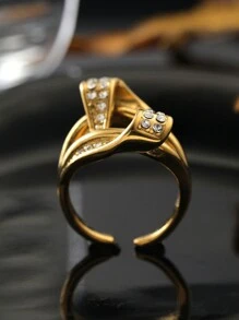 Hipoem 1 Chiếc Nhẫn Mở Hình Học Bằng Thép Không Gỉ Thời Trang Đính Kim Cương Thích Hợp Cho Nam Và Nữ Sử Dụng Hàng Ngày Với Phụ Kiện Quà Tặng Hẹn Hò Ngày Lễ Trang Sức Cao Cấp - Vàng - Xem 5