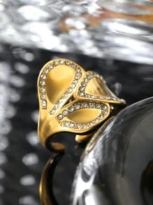 Hipoem 1 Chiếc Nhẫn Mở Hình Học Bằng Thép Không Gỉ Thời Trang Đính Kim Cương Thích Hợp Cho Nam Và Nữ Sử Dụng Hàng Ngày Với Phụ Kiện Quà Tặng Hẹn Hò Ngày Lễ Trang Sức Cao Cấp - Vàng - Xem 4