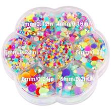 5000 件/盒，2 毫米 3 毫米 4 毫米 5 毫米 6 毫米，5 种尺寸，果冻糖，透明 AB 水晶珠，花形盒包装，圆形平底水钻多色水晶宝石非热熔 DMC 珠宝珠，玻璃石钻石 3D 图案设计配件闪光美甲贴花装饰用于衣服、包、鞋、杯子、手机壳、手工艺品、DIY 装饰。