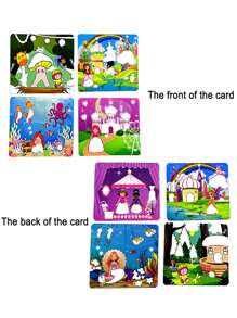 儿童 DIY 工艺品套装，包括：串珠笔、贴纸、投影画板、水钻玩具、卡通公主和动物图案、公主绘画套装、圣诞节和新年礼物 - 彩色 - 查看 9