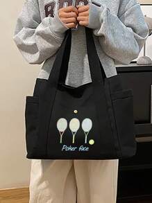 Customized Personalized Gift Bag With Tennis Racket Pattern Text, Suitable For Carrying Memories In Handbags, Waterproof Shopping Bags, Storage Bags, And Super Linen Handbags. Suitable For Weddings, Birthdays, Beaches, And Holidays, It Is The Best Gift For Women, Mothers, Teachers, Friends, Bridesmaids, And Students. On Mother's Day, Send Your Mother; On Nurse's Day, Send Your Nurse; On Brazilian Valentine's Day, Send Your Wife And Girlfriend.