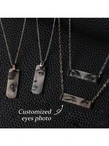 1 pieza Collar con dije de ojos humanos personalizados para mujeres/hombres, regalo del Día del Padre, regalo para papá, regalos para novio, con tu foto de ojos grabada, regalo personalizado para ella/él, joyería hecha a mano perfecta para aniversarios, cumpleaños, graduación, baile de gala, fiestas, artículos escolares, para adolescentes, estudiantes de secundaria inferior y superior, universitarios, de primer año, de segundo año, estudiantes de años inferiores