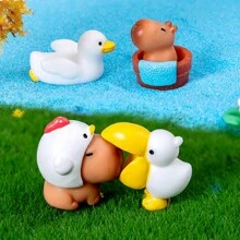 10 件/套迷你可爱河马公仔，树脂动物办公桌装饰玩具，办公室景观装饰惊喜收藏套装 - 彩色 - 查看 8