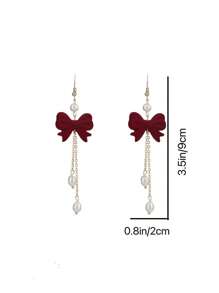 1 Pair Fashionable & Versatile Bow Tassel Earrings Valentines,Mom,Mother,Mother's Day,Gift