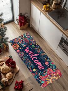 1PC/2PCS Thảm nhà bếp Farmhouse Memory Sponge, In họa tiết hoa cổ điển, Trang trí, Chào mừng, Thảm cửa ra vào chống trượt, Thảm sàn phòng ngủ phòng tắm nhà bếp, Trang trí nhà cửa, Thích hợp cho mọi mùa - Hồng - Xem 6
