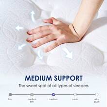 DlandHome 10/12" Innerspring Mattress, Boxed Mattress, Powerful Edge Support, Medium Firm 4 Mattress Sizes, In A Box, White - 12吋厚度 - 查看 4