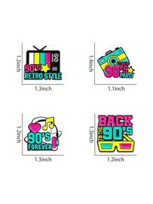 4 piezas de Pins esmaltados con diseños de cámara de TV, radio y estilos de dibujos animados retro de los 90, pins creativos con estilo vintage para aplicar en chaquetas, mochilas u otros obsequios lindos para amigos