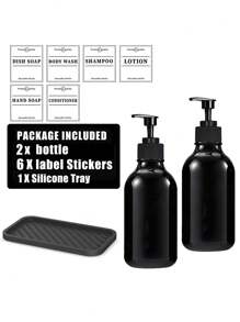 WCIC Bình đựng dầu gội và sữa tắm màu đen bóng 500ml có thể nạp lại, chai riêng, gắn tường có nhãn, dùng cho vòi sen, khách sạn, bình đựng xà phòng thủ công, gắn tường, giá đỡ bằng thép không gỉ, bình đựng dầu gội di động, hộp đựng xà phòng lỏng có thể nạp lại - Nhiều màu - Xem 18