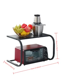 Kitchen Simple Microwave Oven Rack, 2-Tier Oven Storage Rack, Multi-Purpose Cooker Organizer Shelf - Black - View 5