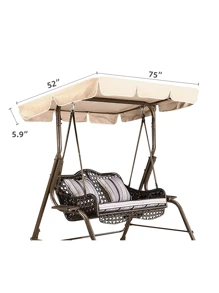 1pc Outdoor Swing Canopy, Garden Patio Yard Swing Top Cover, Oxford Cloth With Waterproof Silver Coating, Protects Swing From Rain, Snow, Dust And Leaves, All-Season (5000mm Waterproof)