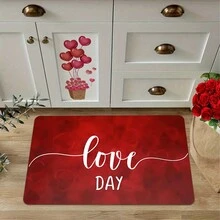 [Flannel + 1cm Thick Sponge Material] 1/2pcs Valentine's Day Themed Flannel Carpet, Soft And Comfortable Cushions, Black Heart-Shaped Strip Printed Decorative Carpet, Suitable For Living Rooms, Bedrooms, Kitchens - 17.7*29.5inch, 17.7*47.2inch