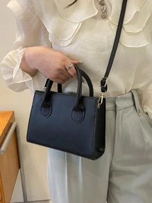 1 件新款时尚女士手提包，可调节肩带斜挎包添加蝴蝶结装饰，轻便，商务单肩包休闲方形包适合青少年女孩女士大学生、新秀和白领工作者，非常适合办公室、大学、工作、商务、通勤 - 彩色 - 查看 4