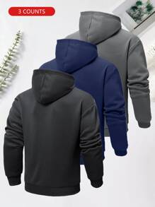 Herren thermisch gefütterter warmer Outdoor Lässig Kapuzenpullover Dreiteiler-Set