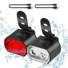 1 件 USB 可充电亮红白自行车灯组，山地自行车前灯和尾灯，适合户外骑行 - 彩色 - 查看 13